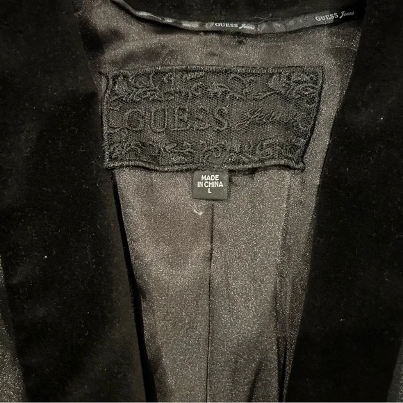 Guess Jeans Black Satin Blazer w/ Velvet Lapel – Women’s Large - Picture 5 of 8